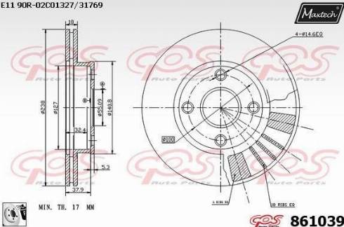 Maxtech 861039.0080 - Гальмівний диск autocars.com.ua