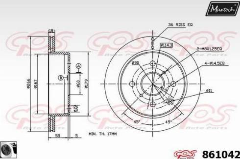 Maxtech 861042.0060 - Гальмівний диск autocars.com.ua