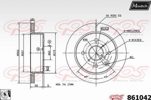 Maxtech 861042.0080 - Гальмівний диск autocars.com.ua