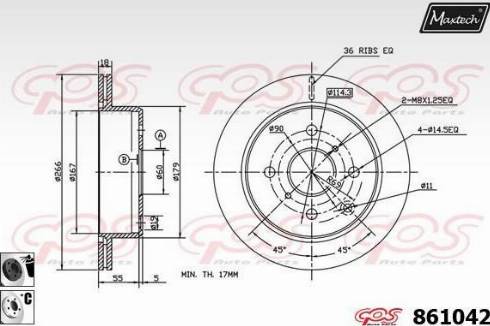 Maxtech 861042.6060 - Гальмівний диск autocars.com.ua