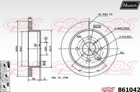 Maxtech 861042.6880 - Гальмівний диск autocars.com.ua