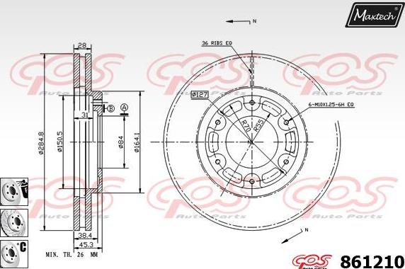 Maxtech 861042 - Гальмівний диск autocars.com.ua