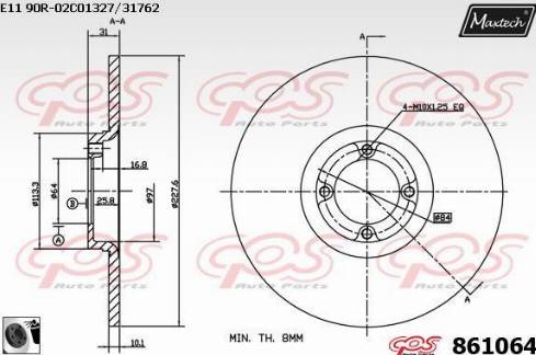 Maxtech 861064.0060 - Гальмівний диск autocars.com.ua