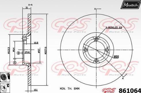 Maxtech 861064.6060 - Гальмівний диск autocars.com.ua