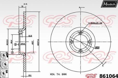 Maxtech 861064.6980 - Гальмівний диск autocars.com.ua