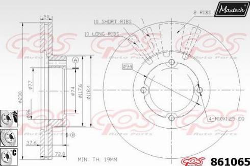 Maxtech 861065.6880 - Гальмівний диск autocars.com.ua