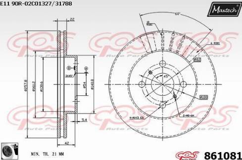 Maxtech 861081.0060 - Гальмівний диск autocars.com.ua