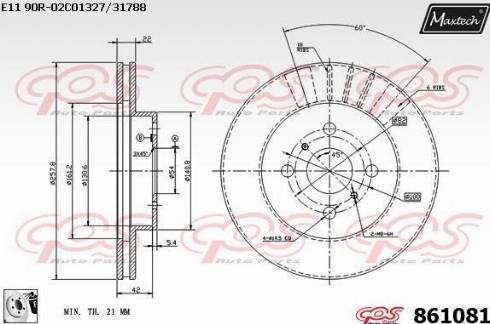 Maxtech 861081.0080 - Гальмівний диск autocars.com.ua