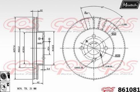 Maxtech 861081.6060 - Гальмівний диск autocars.com.ua