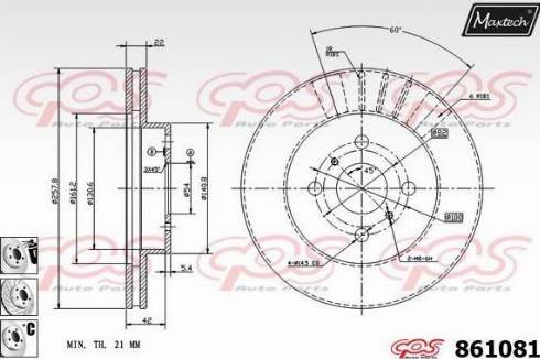 Maxtech 861081.6880 - Гальмівний диск autocars.com.ua