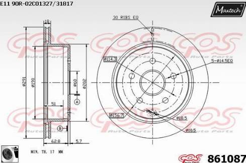 Maxtech 861087.0060 - Тормозной диск autodnr.net