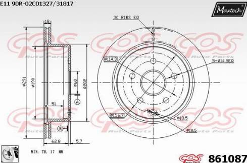 Maxtech 861087.0080 - Тормозной диск autodnr.net