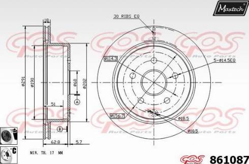 Maxtech 861087.6060 - Тормозной диск autodnr.net