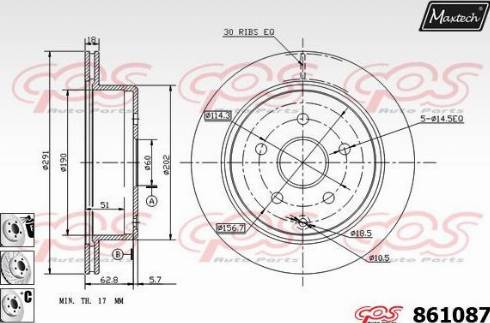 Maxtech 861087.6880 - Тормозной диск autodnr.net