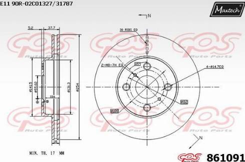 Maxtech 861091.0000 - Гальмівний диск autocars.com.ua