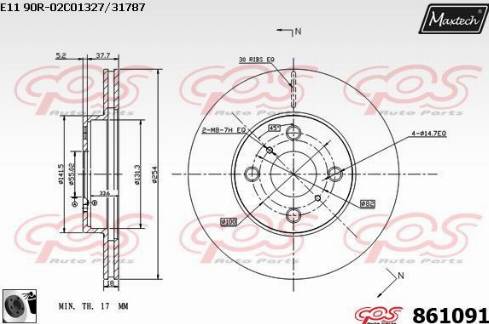 Maxtech 861091.0060 - Гальмівний диск autocars.com.ua