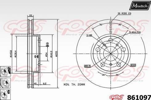 Maxtech 861097.6980 - Гальмівний диск autocars.com.ua