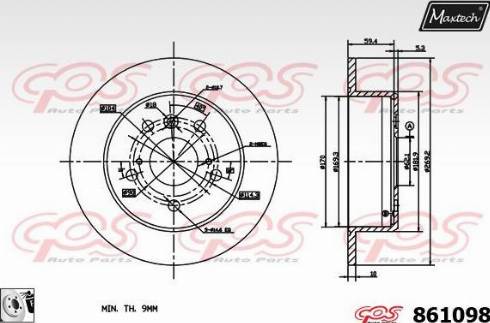 Maxtech 861098.0080 - Гальмівний диск autocars.com.ua