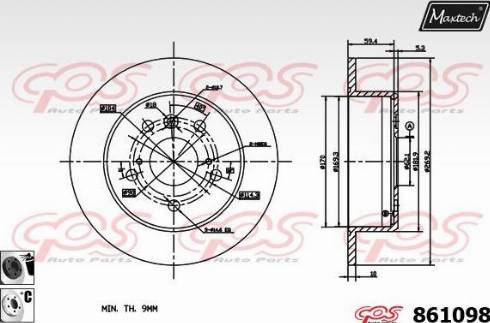 Maxtech 861098.6060 - Гальмівний диск autocars.com.ua