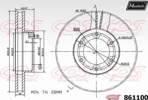 Maxtech 861100.0000 - Гальмівний диск autocars.com.ua