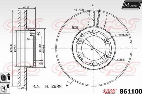 Maxtech 861100.6060 - Гальмівний диск autocars.com.ua