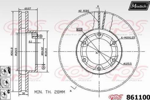 Maxtech 861100.6880 - Гальмівний диск autocars.com.ua