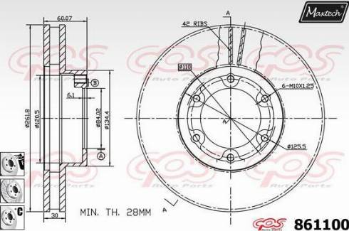 Maxtech 861100.6980 - Гальмівний диск autocars.com.ua