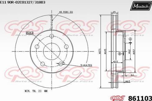 Maxtech 861103.0000 - Гальмівний диск autocars.com.ua