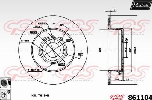 Maxtech 861104.6060 - Гальмівний диск autocars.com.ua