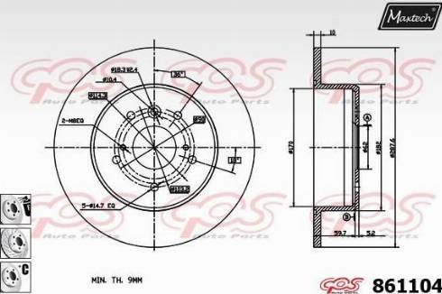 Maxtech 861104.6880 - Гальмівний диск autocars.com.ua