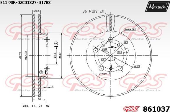 Maxtech 861104 - Гальмівний диск autocars.com.ua