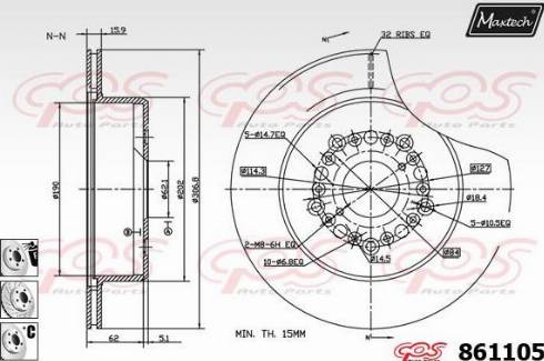 Maxtech 861105.6880 - Тормозной диск autodnr.net