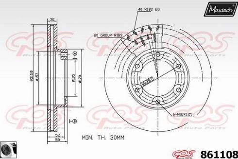 Maxtech 861108.0060 - Гальмівний диск autocars.com.ua