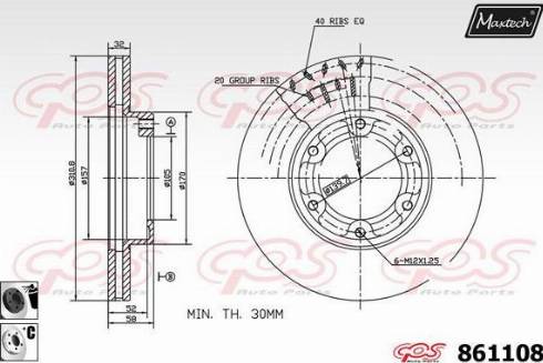 Maxtech 861108.6060 - Гальмівний диск autocars.com.ua