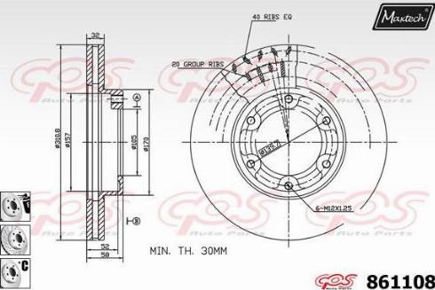 Maxtech 861108.6880 - Гальмівний диск autocars.com.ua