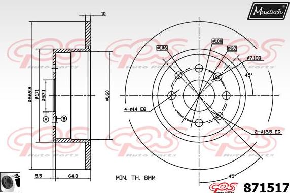 Maxtech 861108 - Гальмівний диск autocars.com.ua