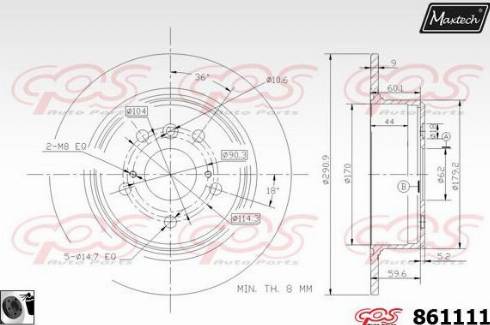 Maxtech 861111.0060 - Гальмівний диск autocars.com.ua