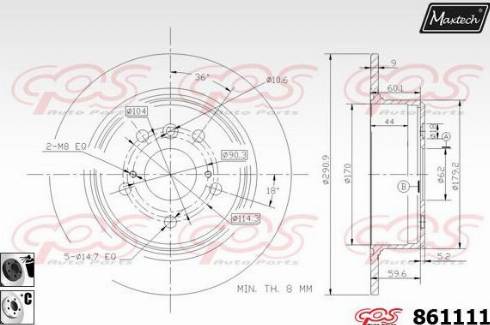 Maxtech 861111.6060 - Гальмівний диск autocars.com.ua