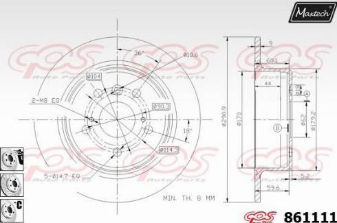 Maxtech 861111.6880 - Гальмівний диск autocars.com.ua