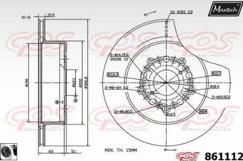 Maxtech 861112.0060 - Гальмівний диск autocars.com.ua