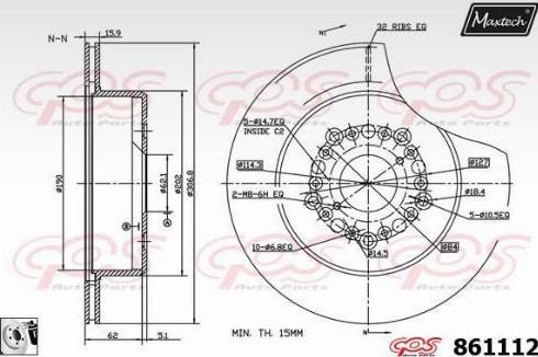 Maxtech 861112.0080 - Гальмівний диск autocars.com.ua