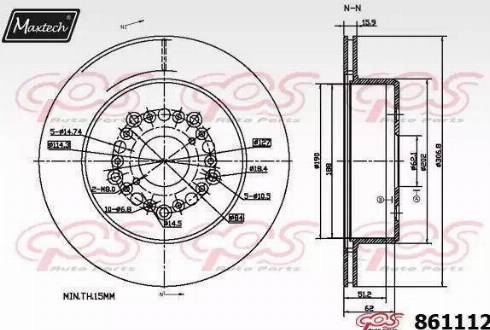 Maxtech 861112.6980 - Гальмівний диск autocars.com.ua