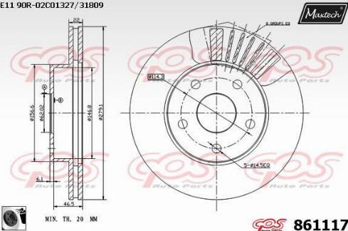 Maxtech 861117.0060 - Гальмівний диск autocars.com.ua