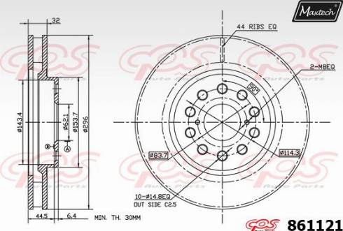 Maxtech 861121.0000 - Гальмівний диск autocars.com.ua