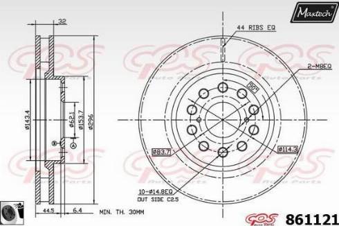 Maxtech 861121.0060 - Гальмівний диск autocars.com.ua