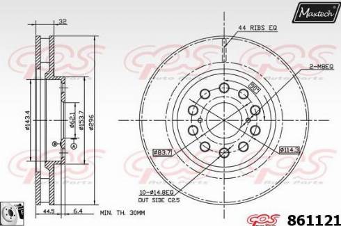 Maxtech 861121.0080 - Гальмівний диск autocars.com.ua