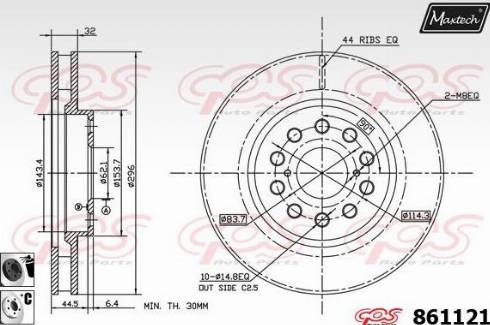 Maxtech 861121.6060 - Гальмівний диск autocars.com.ua