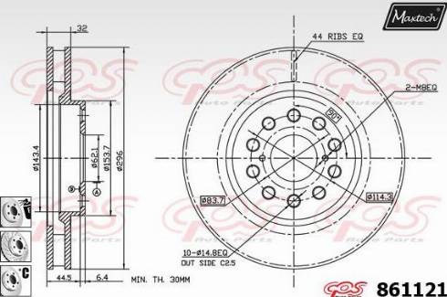 Maxtech 861121.6980 - Гальмівний диск autocars.com.ua