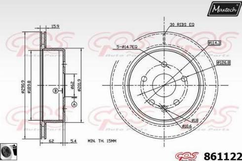 Maxtech 861122.0060 - Гальмівний диск autocars.com.ua