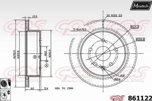 Maxtech 861122.6060 - Гальмівний диск autocars.com.ua